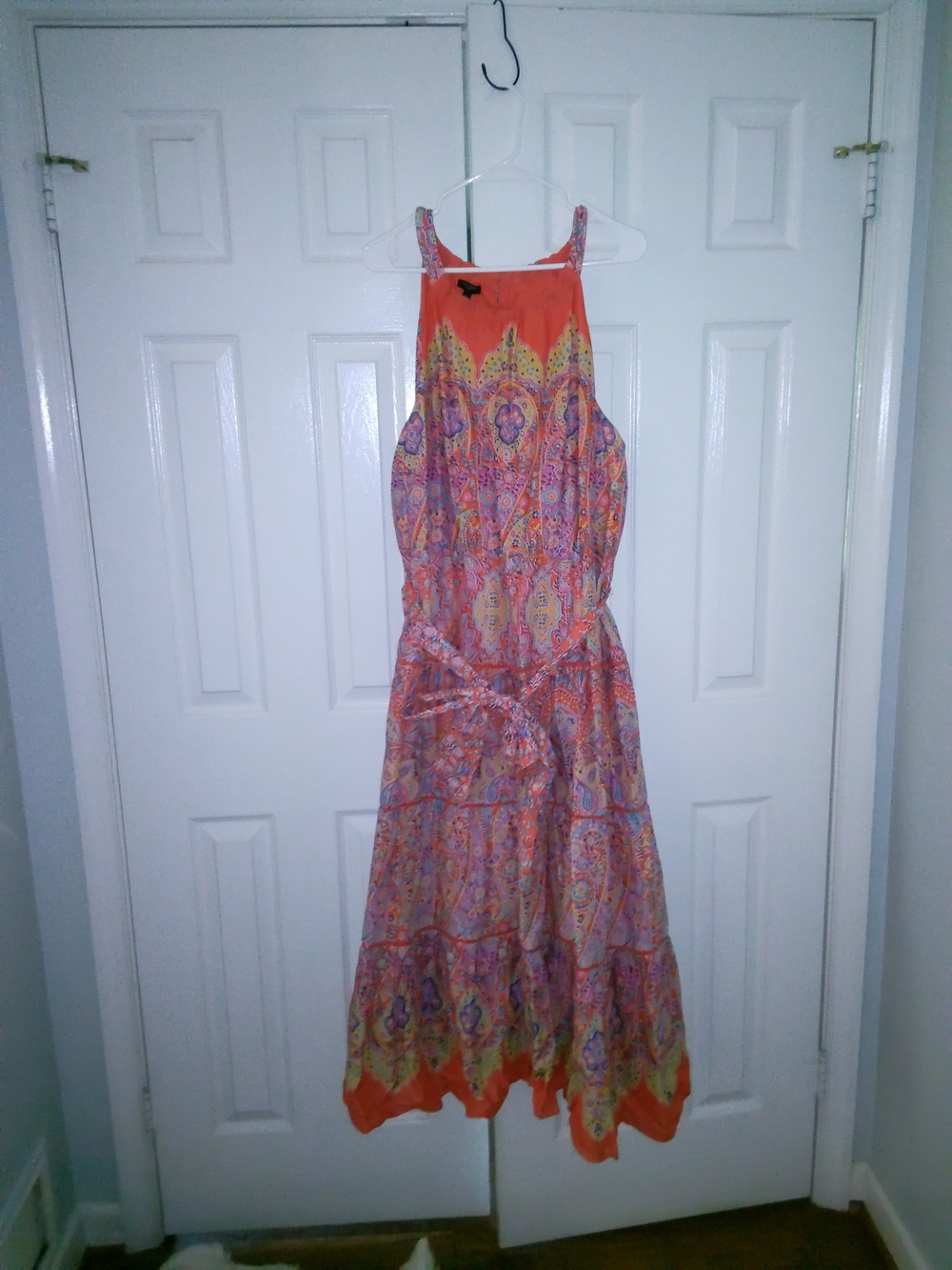 Talbots Orange Multicolor Paisley Maxi Dress
